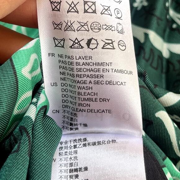 Sandro V Neck Long Sleeve Paisley Print Pleated Midi Dress Green Pattern Small - Picture 9 of 10